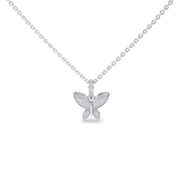 White Diamond Pave Butterfly Necklace - Charlotte