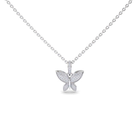 White Diamond Pave Butterfly Necklace - Charlotte
