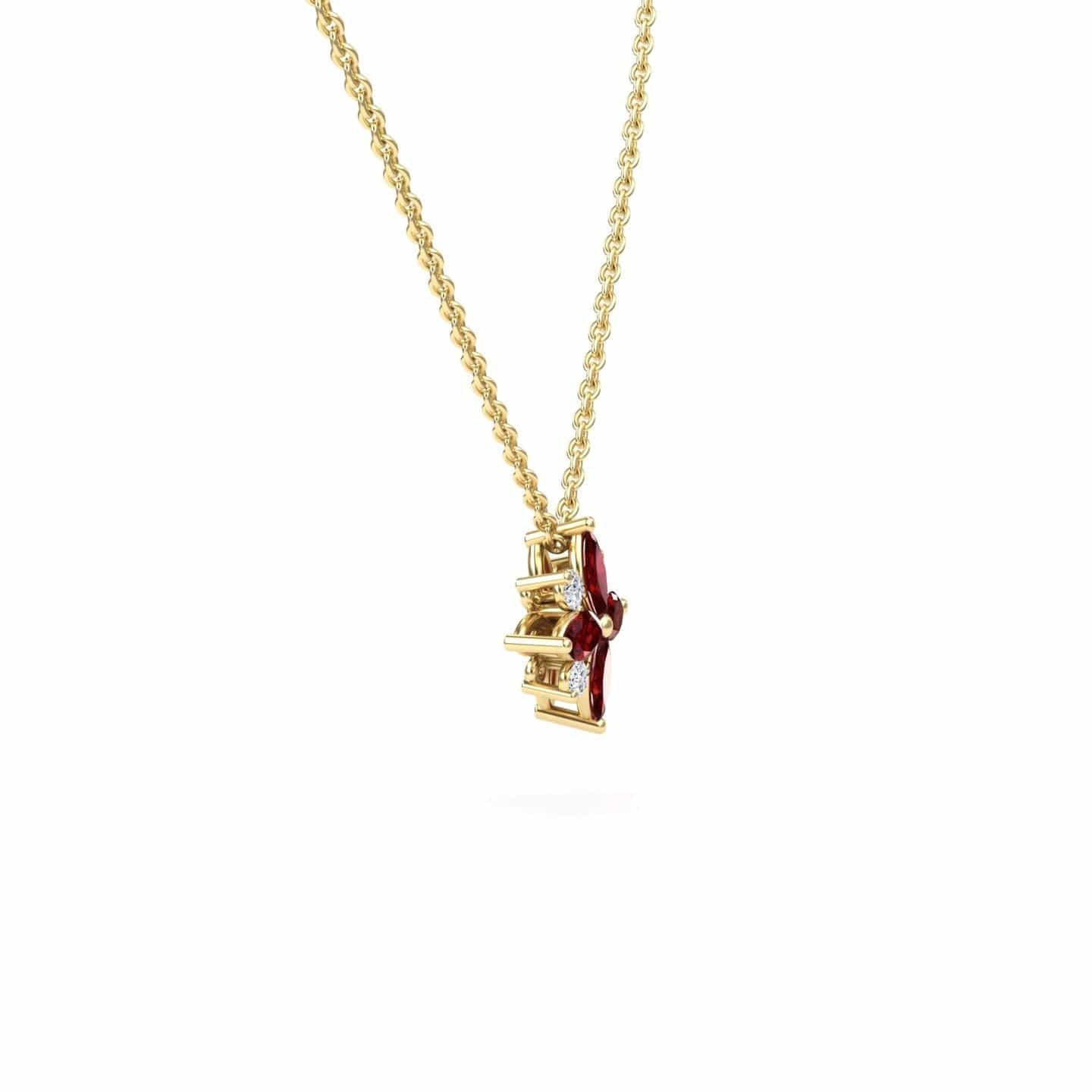 Ruby & Diamond Flower Necklace - Keira