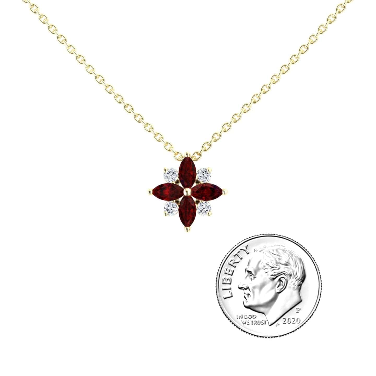 Ruby & Diamond Flower Necklace - Keira