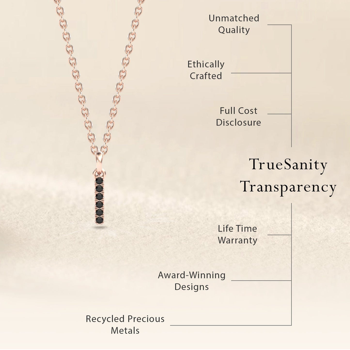 Black Diamond Vertical Bar Necklace - Lalita