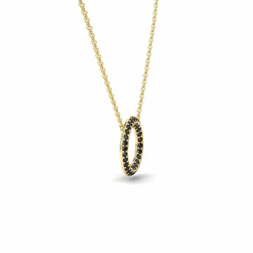 Black Diamond Double Halo Circle Necklace - Mona