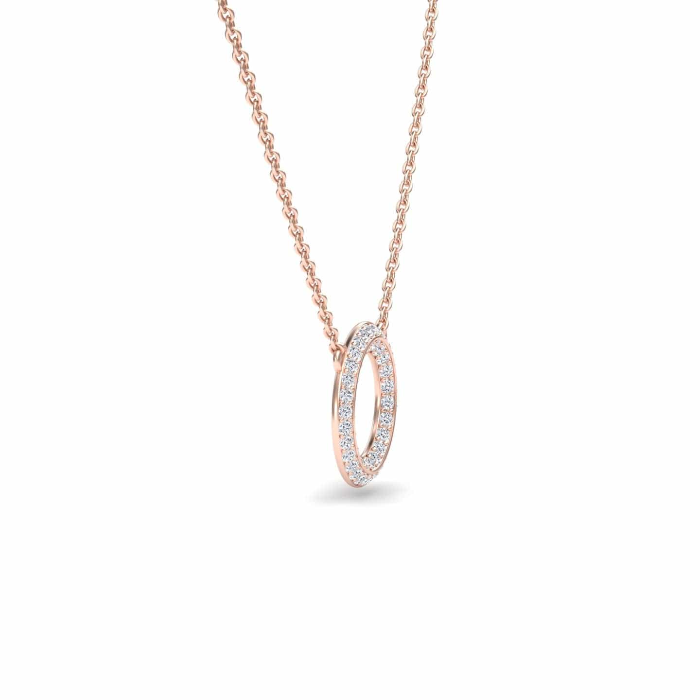 White Diamond Double Halo Circle Necklace - Mona