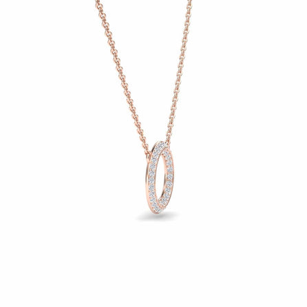 White Diamond Double Halo Circle Necklace - Mona