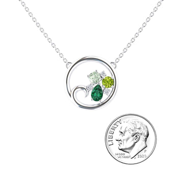 Emerald,Green Amethyst & Peridot Ocean's Embrace Necklace - Nina