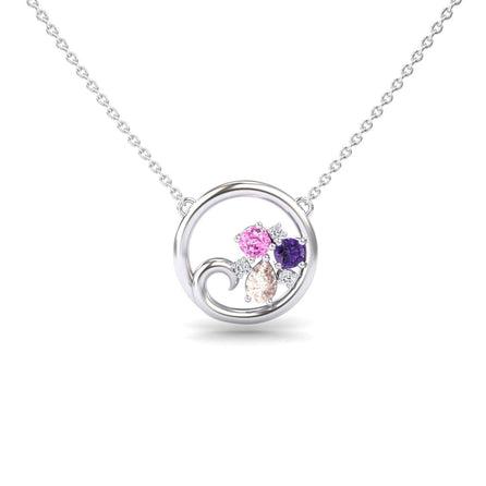 Morganite,Amethyst & Pink Sapphire Ocean's Embrace Necklace - Nina