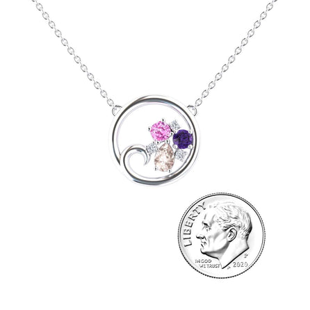 Morganite,Amethyst & Pink Sapphire Ocean's Embrace Necklace - Nina