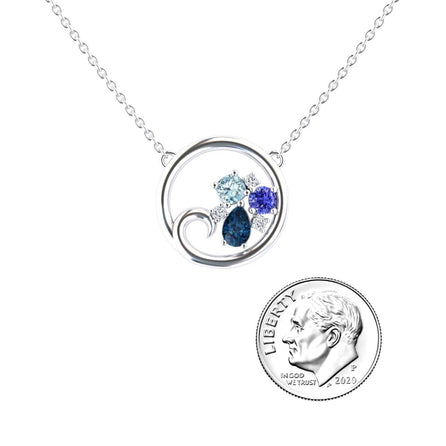 London Blue Topaz,Aquamarine & Tanzanite Ocean's Embrace Necklace - Nina