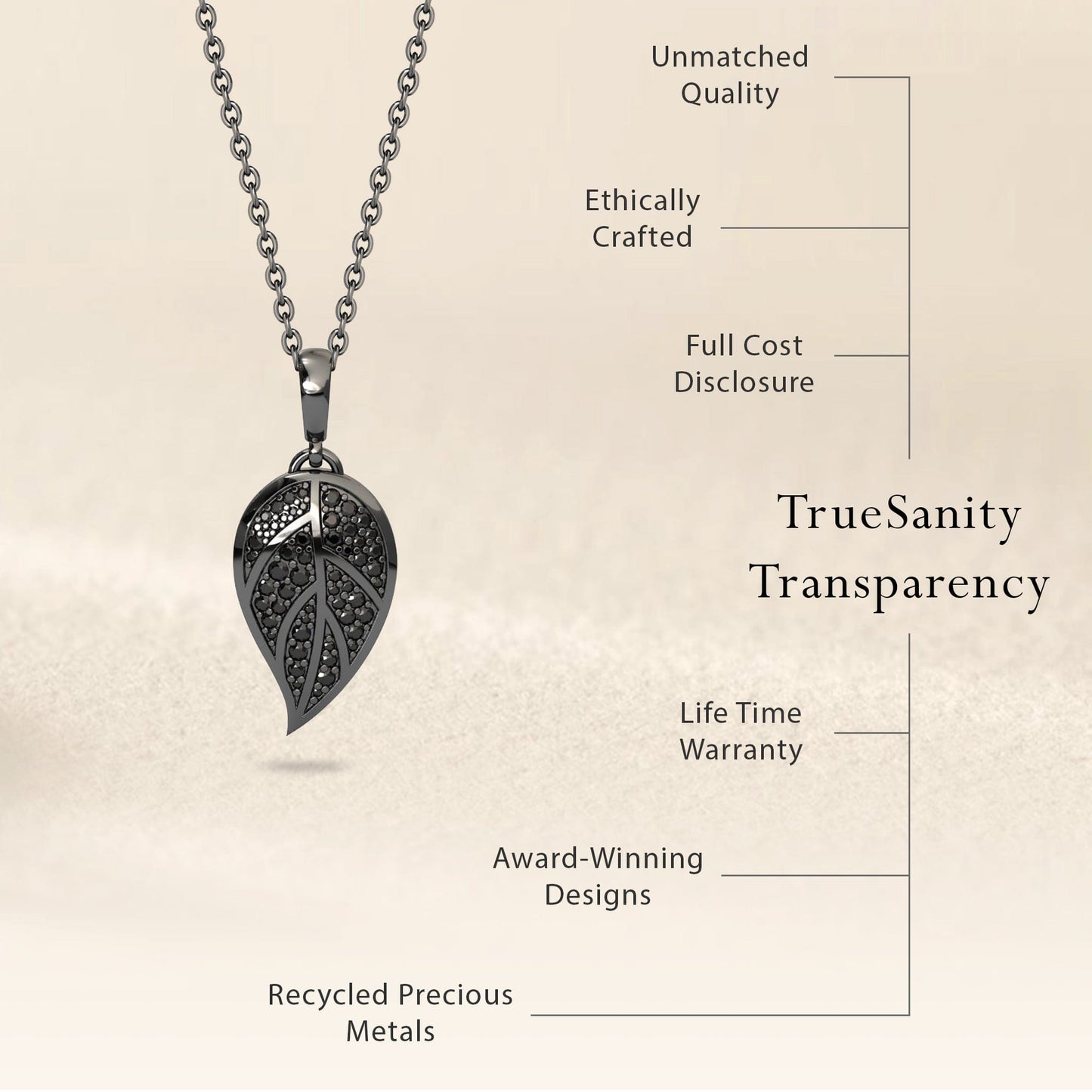 Black Diamond Leaf Necklace - Puja