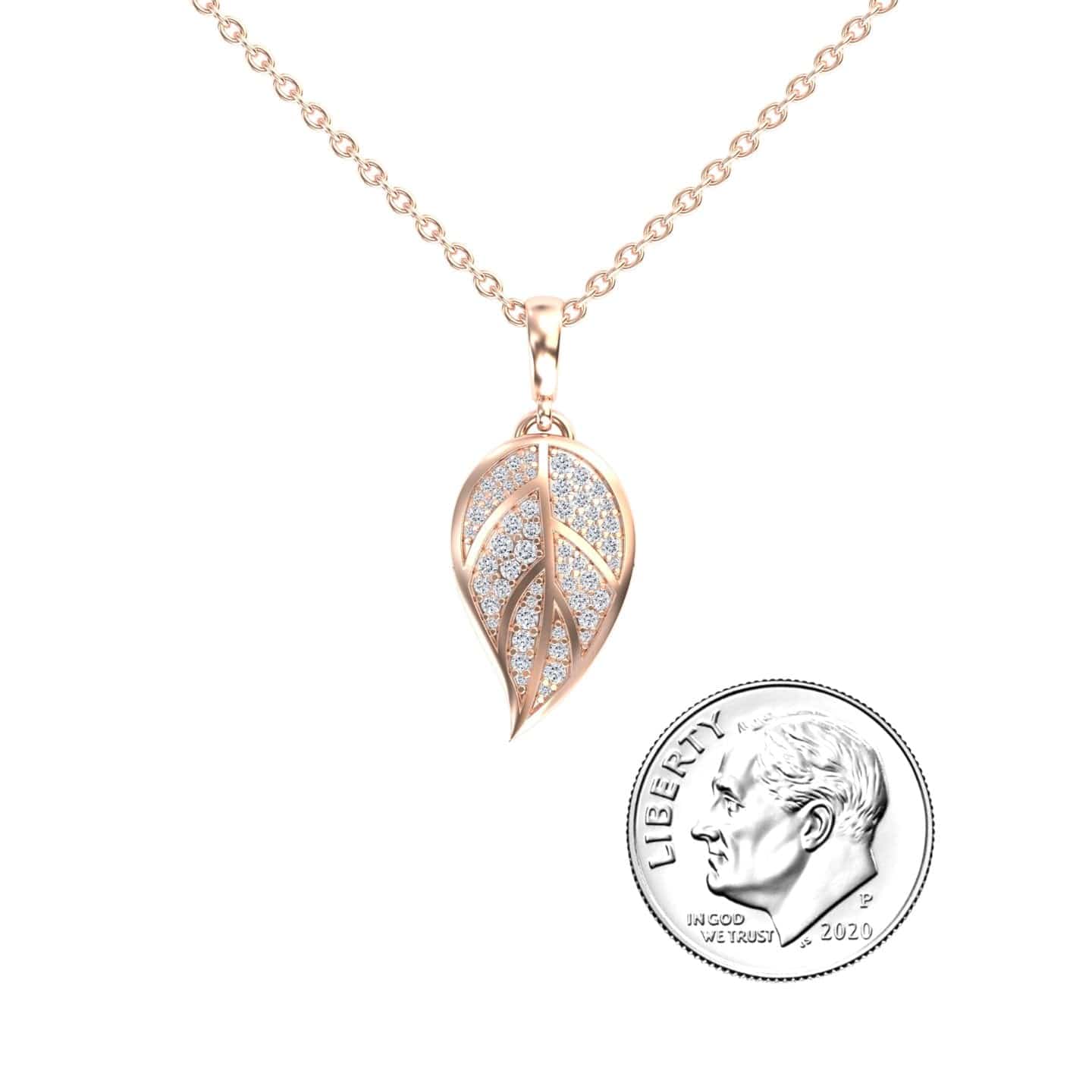 White Diamond Leaf Necklace - Puja