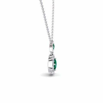 Emerald & Diamond Geometric Halo Necklace - Reema