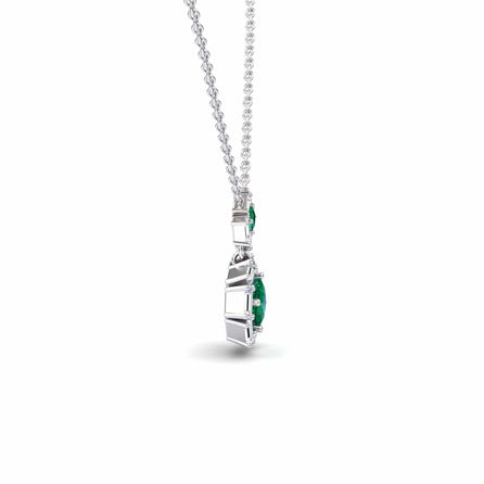 Emerald & Diamond Geometric Halo Necklace - Reema