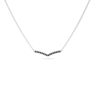 Black Diamond Chevron Bar Necklace - Samara