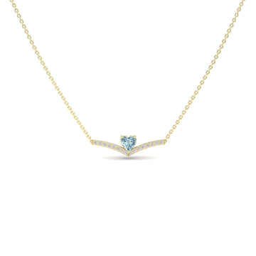 Aquamarine & Diamond Chevron Necklace - Summer