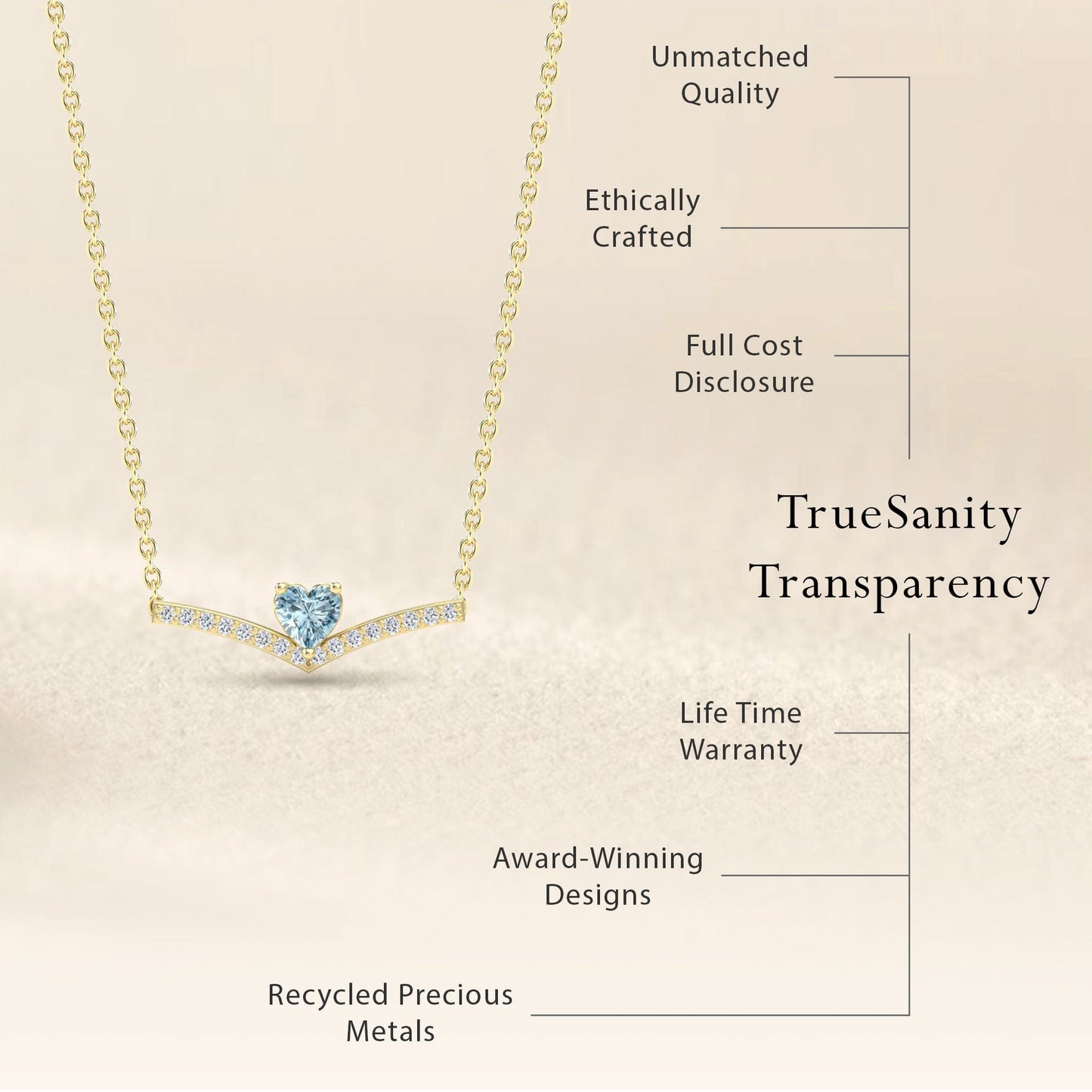 Aquamarine & Diamond Chevron Necklace - Summer