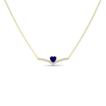 Lab Grown Blue Sapphire & Diamond Chevron Necklace - Summer