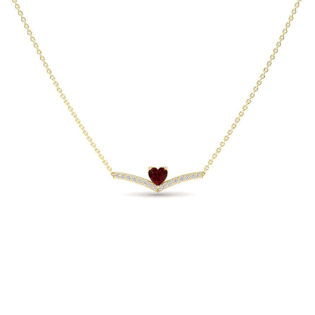 Lab Grown Ruby & Diamond Chevron Necklace - Summer
