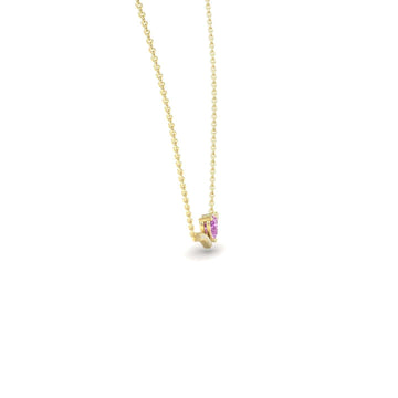 Lab Grown Pink Sapphire & Diamond Chevron Necklace - Summer