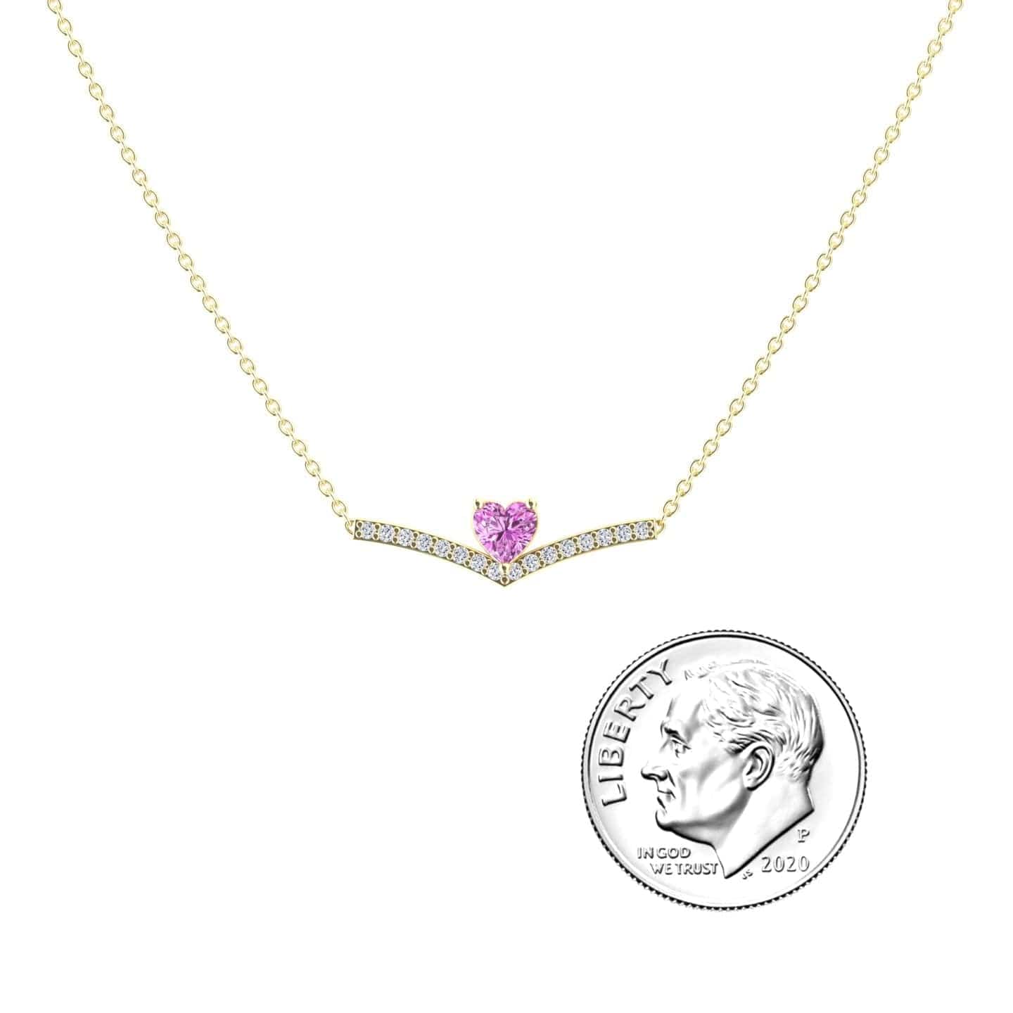 Lab Grown Pink Sapphire & Diamond Chevron Necklace - Summer