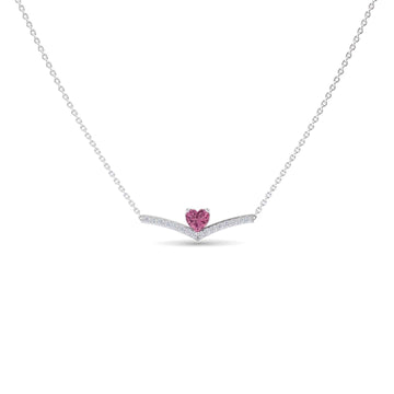 Pink Tourmaline & Diamond Chevron Necklace - Summer