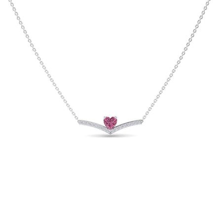 Pink Tourmaline & Diamond Chevron Necklace - Summer