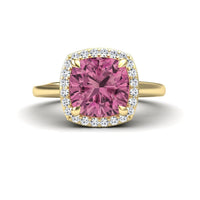 Pink Tourmaline & Diamond Halo Ring - Ziva