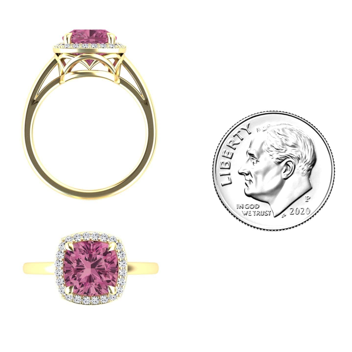 Pink Tourmaline & Diamond Halo Ring - Ziva