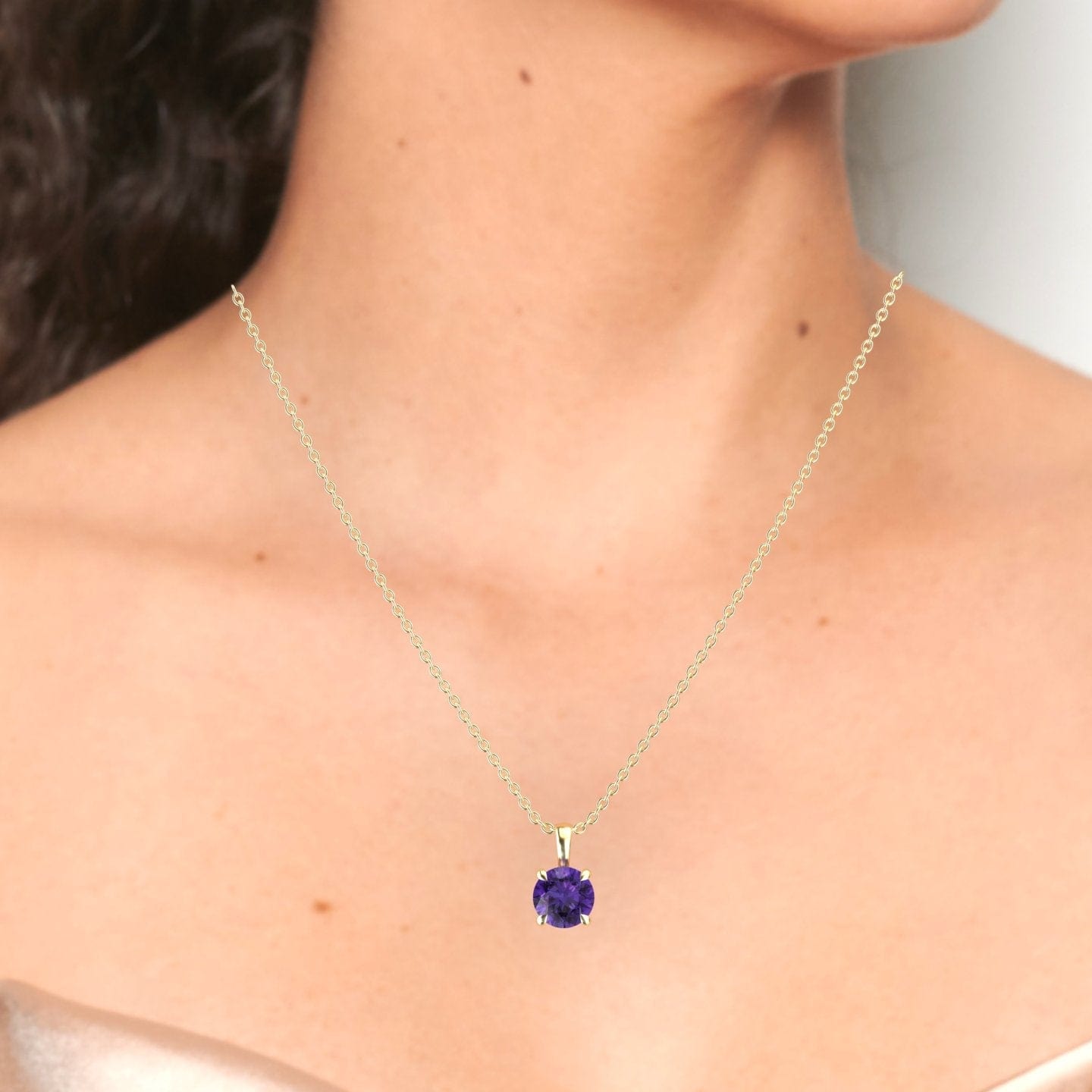 Amethyst Solitaire Necklace - Aaradhya