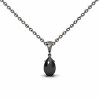 Black Diamond Four Prong Solitaire Necklace - Kirsten