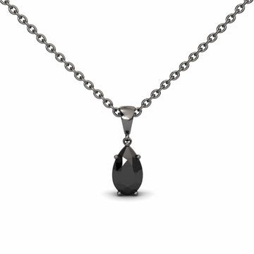 Black Diamond Four Prong Solitaire Necklace - Kirsten