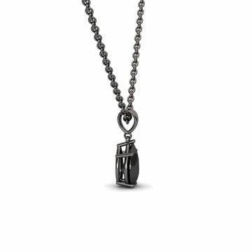 Black Diamond Four Prong Solitaire Necklace - Kirsten