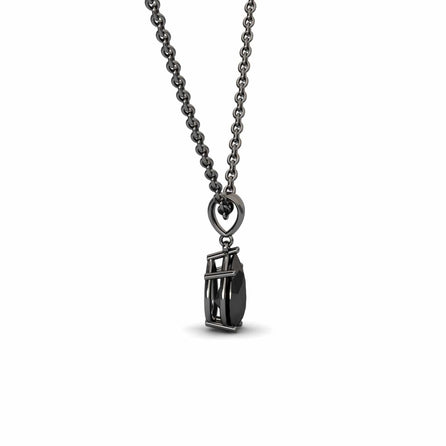 Black Diamond Four Prong Solitaire Necklace - Kirsten