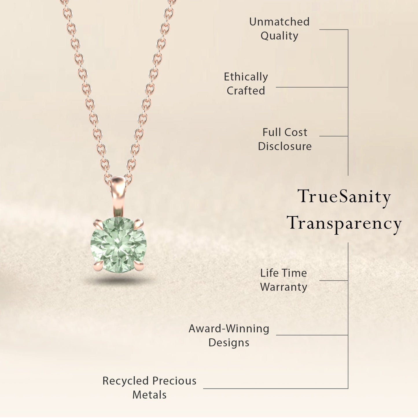Green Amethyst Solitaire Necklace - Aaradhya