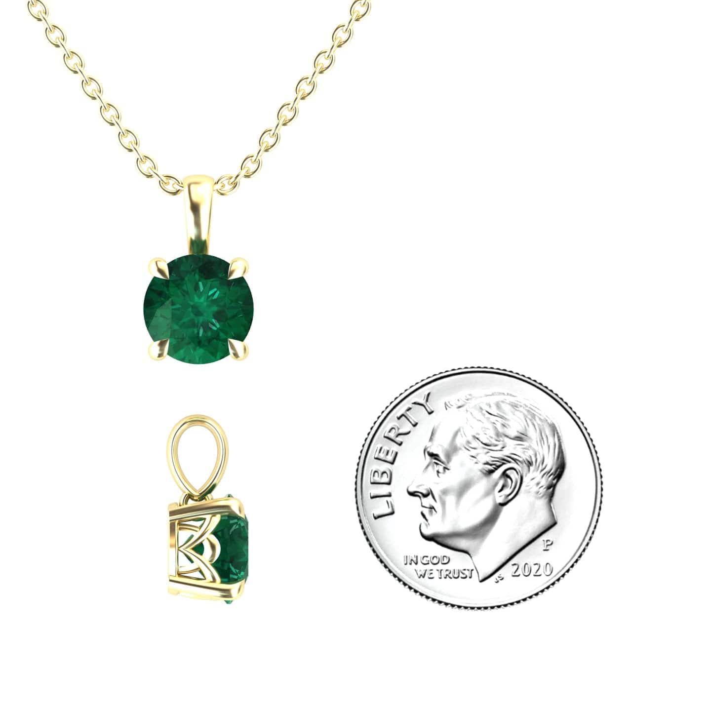 Lab Grown Emerald Solitaire Necklace - Aaradhya