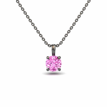 Lab Grown Pink Sapphire Solitaire Necklace - Aaradhya