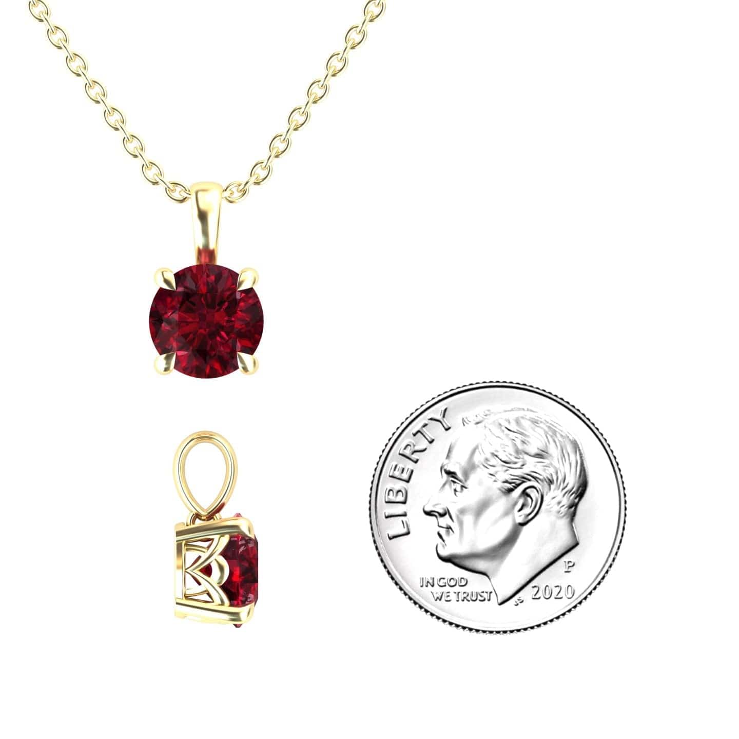 Lab Grown Ruby Solitaire Necklace - Aaradhya