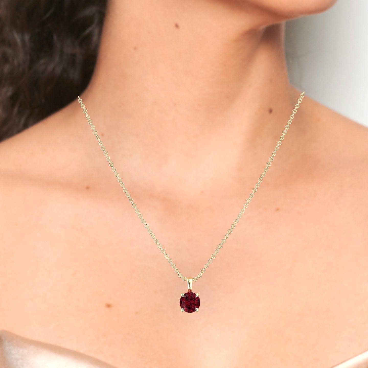 Lab Grown Ruby Solitaire Necklace - Aaradhya