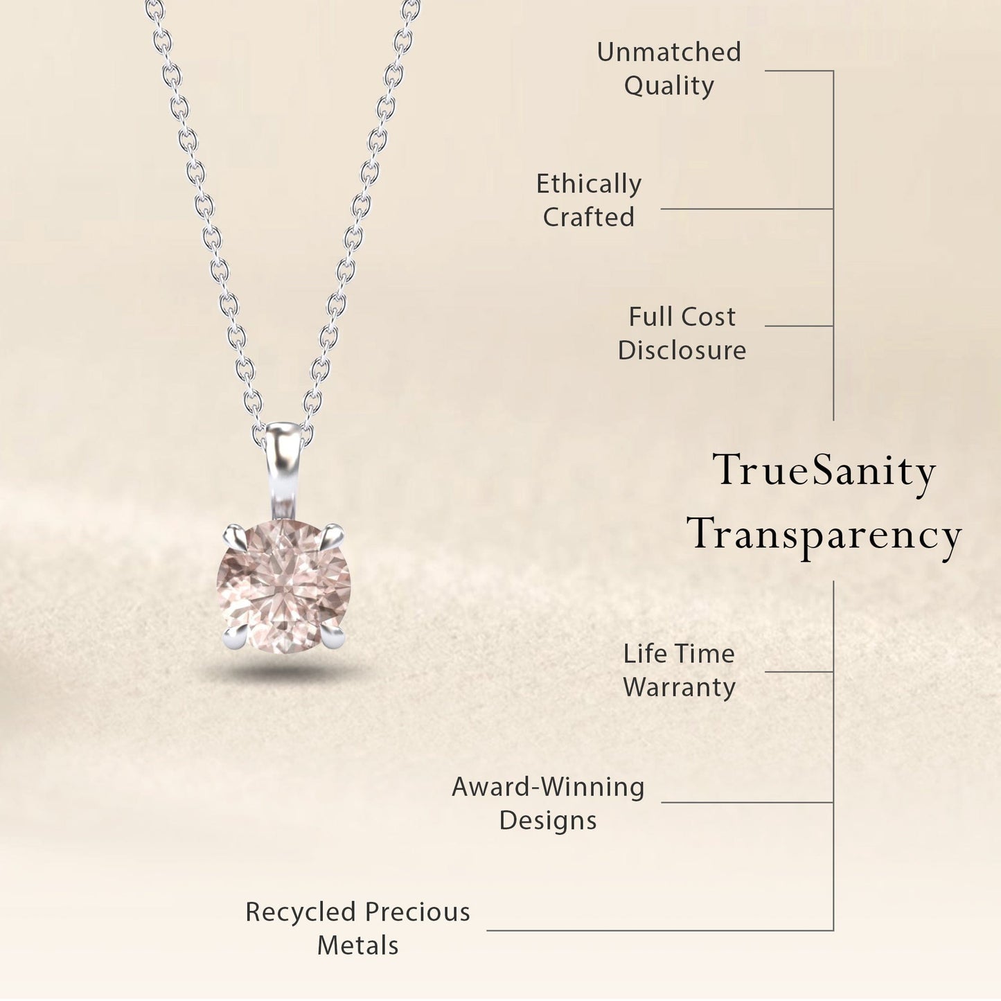 Morganite Solitaire Necklace - Aaradhya