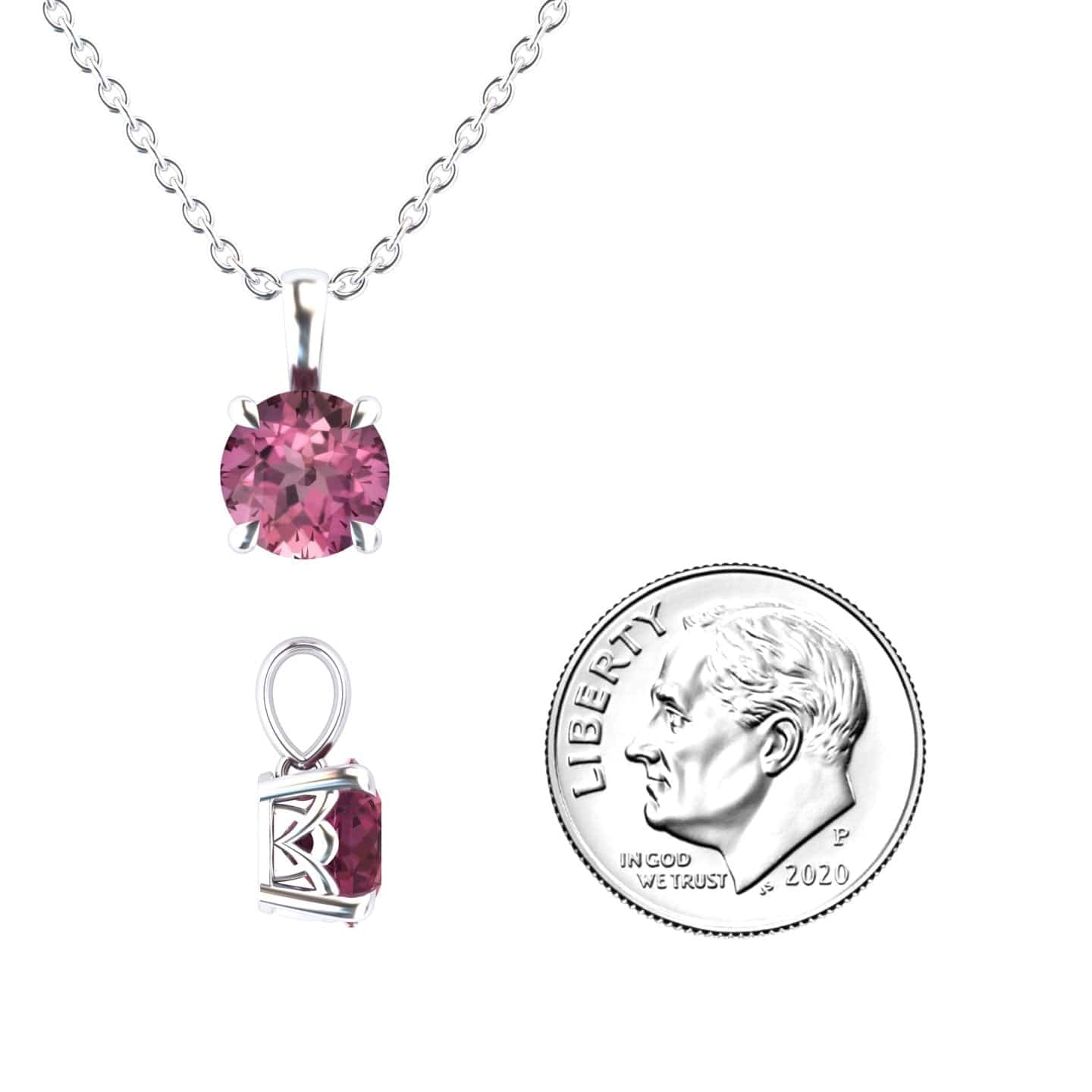 Pink Tourmaline Solitaire Necklace - Aaradhya