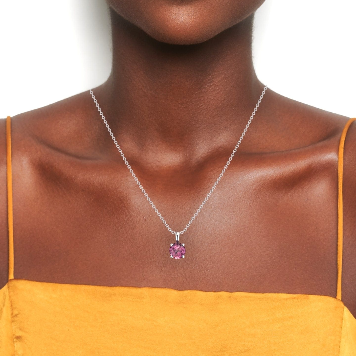 Pink Tourmaline Solitaire Necklace - Aaradhya