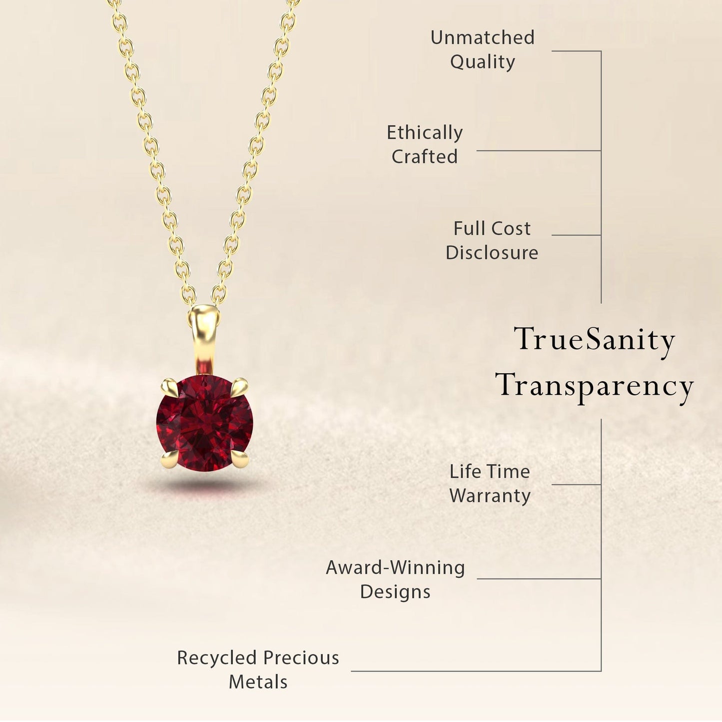 Lab Grown Ruby Solitaire Necklace - Aaradhya
