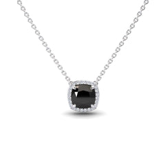 Black and white diamond halo necklace