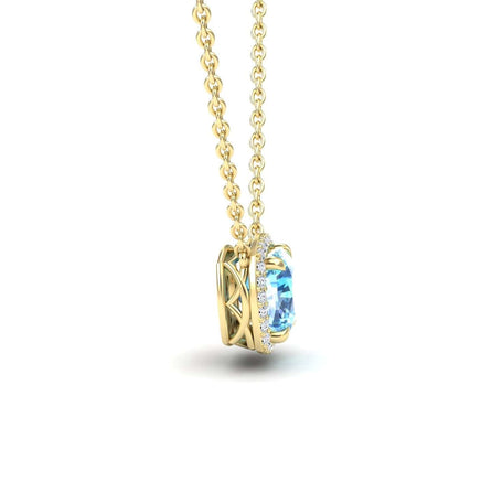 Swiss Blue Topaz & Diamond Halo Necklace - Yvonne