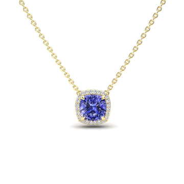 Tanzanite & Diamond Halo Necklace - Yvonne