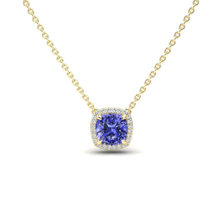 Tanzanite & Diamond Halo Necklace - Yvonne