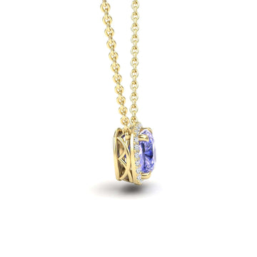 Tanzanite & Diamond Halo Necklace - Yvonne