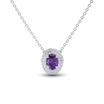 Amethyst & Diamond Double Halo Necklace - Abril