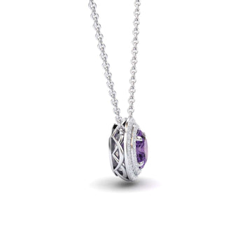 Amethyst & Diamond Double Halo Necklace - Abril