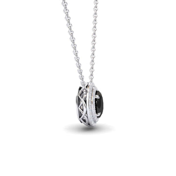 Black & White Diamond Double Halo Necklace - Abril