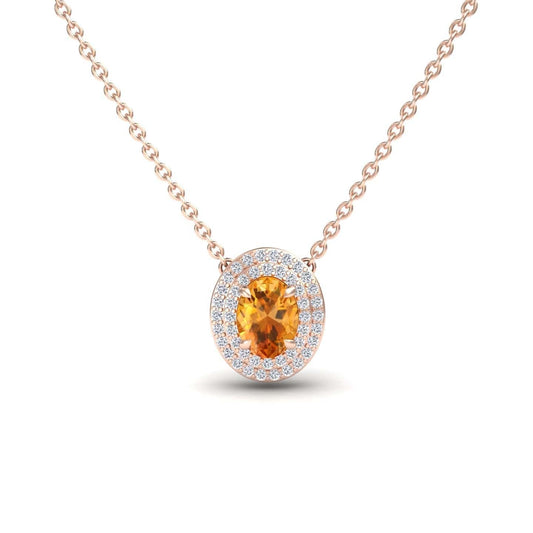 Citrine & Diamond Double Halo Necklace - Abril